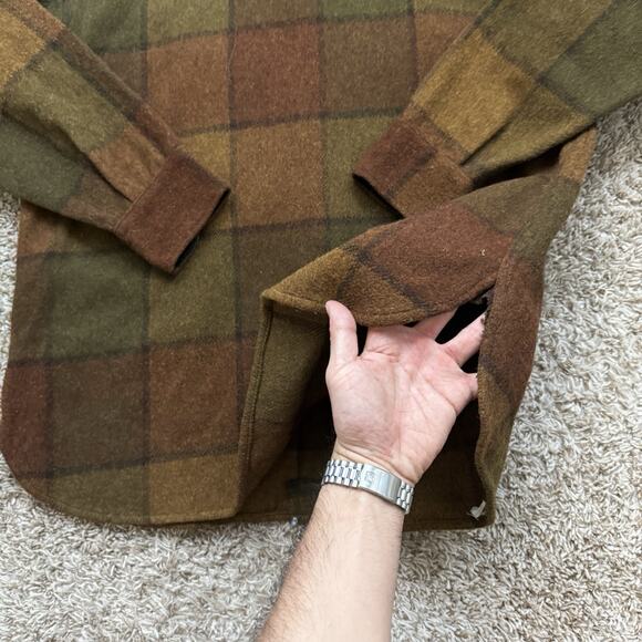 50’s Vintage 5 Brother Union Made Thick Wool Brown Flannel Button Shirt Size L - Picture 8 of 9